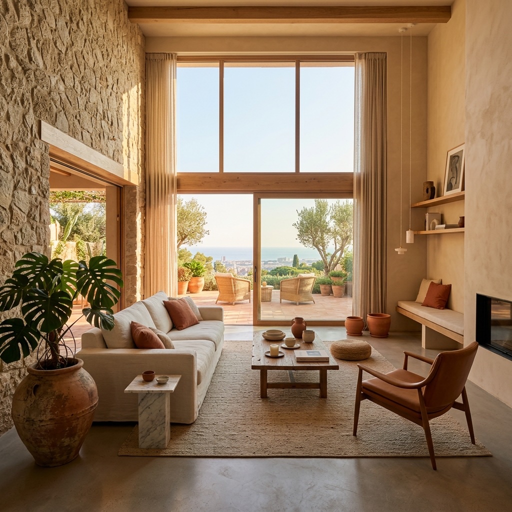 Luxury Mediterranean living room designed by MESTO Interiors